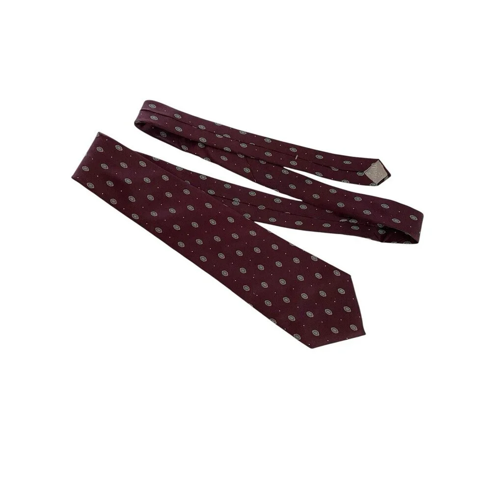 Vtg Christian Dior Tie Men's Necktie Silk Medallions Maroon 57.5 x 3.5 USA